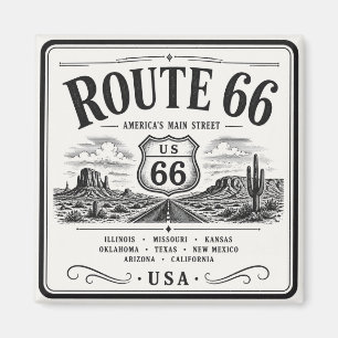 Aimant Art de la route 66 vintage