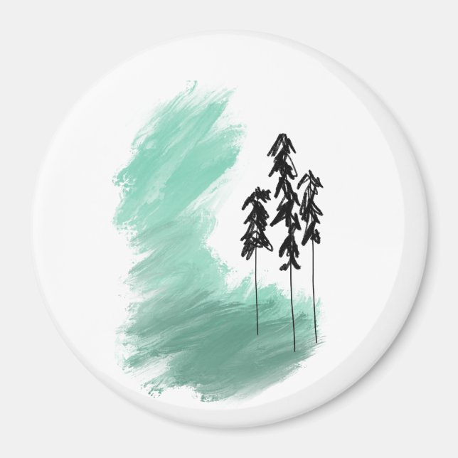 Aimant art de l'arbre vert scandinave simple moderne ment (Devant)