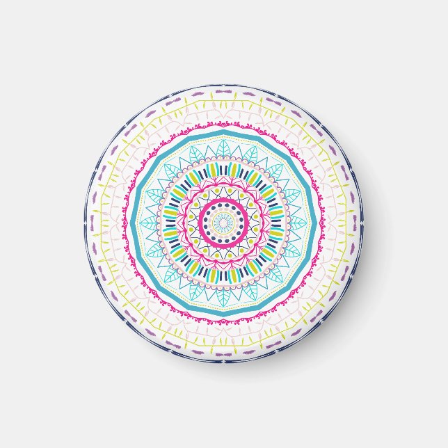 Aimant Art de mandala coloré vibrant (Devant)