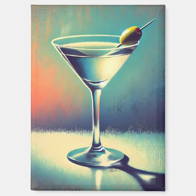 Aimant Art de Martini du milieu du siècle J'adore le Blue (Recto)