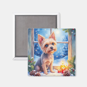 Aimant Art de Noël Fenêtre Givrée Griffon de Bruxelles