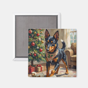 Aimant Art de Noël sur le thème du berger Australien Kelp