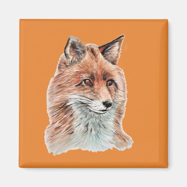 Aimant Art de peinture à l'aquarelle Red Fox (Devant)