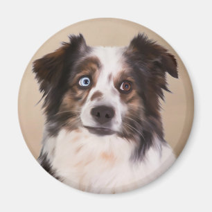 Aimant Art de peinture à l'huile de chien berger australi