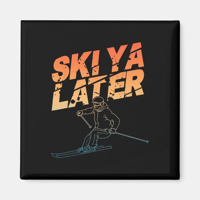 Aimant Art de ski pour hommes femmes planche à neige ski  (Devant)