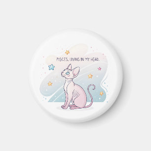 Aimant Art de tête vivant de chat Sphynx Zodiaque Poisson