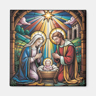 Aimant Art de verre teinté de la Nativité – Noël de la Sa