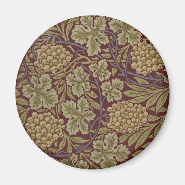 Aimant Art de vigne rouge vert William Morris (Devant)