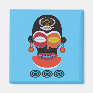 Aimant Art de visage de tatouage tribal africain abstrait