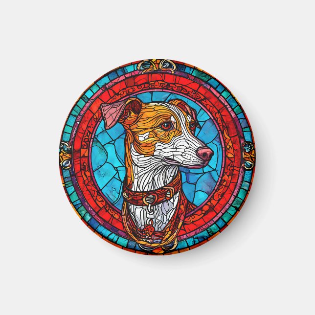 Aimant Art de vitrail de chien (Devant)