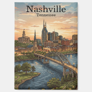Aimant Art de voyage de Nashville Tennessee vintage sur f