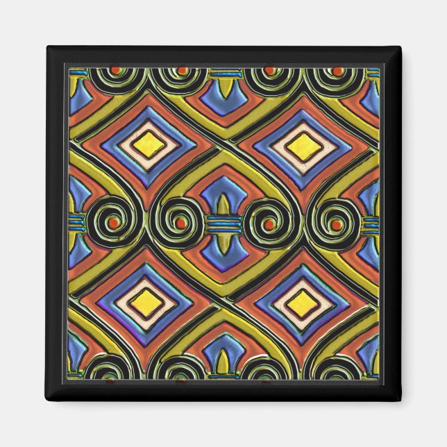 Aimant Art Déco fait perse (multicolore) (Devant)