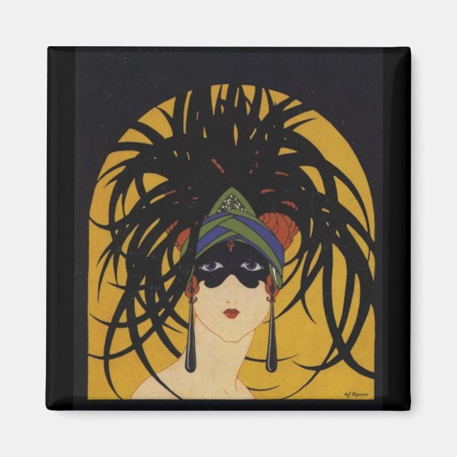 Aimant Art Deco Festive Lady (Devant)