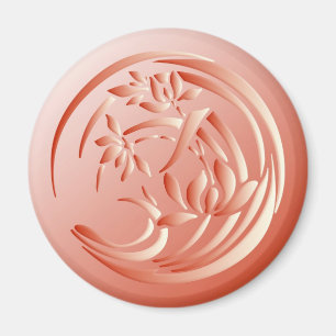 Aimant Art Déco Lily motif - corail orange