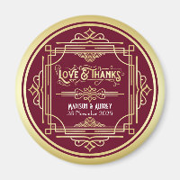Art Déco Mariage Amour & Merci Gold Burgundy Favor