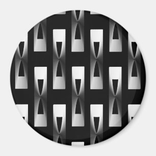 Aimant Art Déco Métallo Géométrique - Argent et Noir