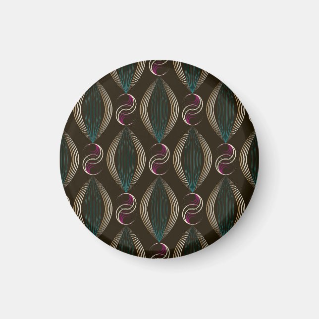 Aimant Art déco : motif vintage géométrique. (Devant)