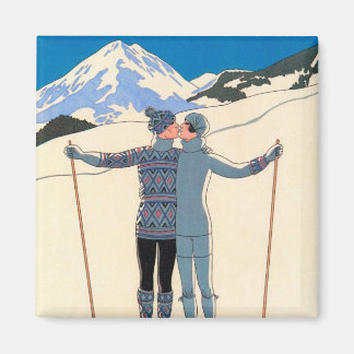 Aimant Art Déco vintage, Amants en Neige par George Barbi