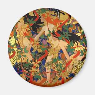 Aimant Art Déco vintage, Diana et ses Nymphes ou la chass