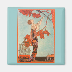 Aimant Art Déco vintage, Oiseau Volage de George Barbier