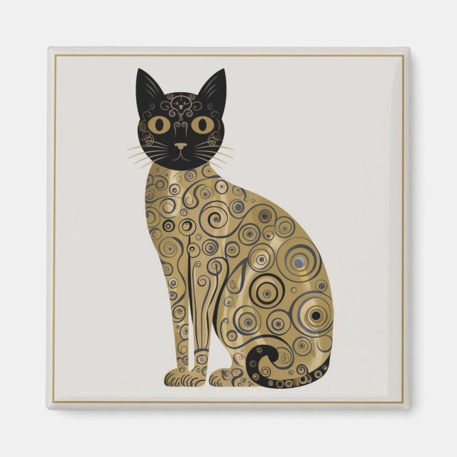 Aimant Art décoratif de chat noir dans le style de Gustav (Devant)