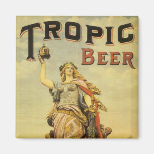 Aimant Art d'étiquette de produit vintage, Tropic Beer Gl