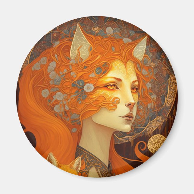 Aimant Art d'Imaginaire féminin Fox (Devant)