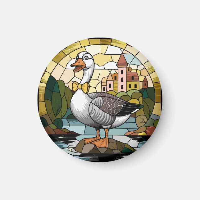 Aimant Art du vitrail, Silly Goose Vitrail (Devant)