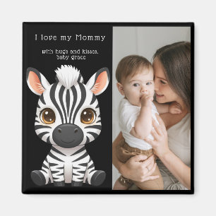 Aimant Art d'un bébé zèbre mignon, nom de l'enfant et mes
