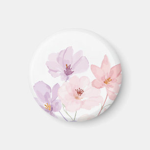 Aimant Art floral à l'aquarelle douce – Rose pastel et la
