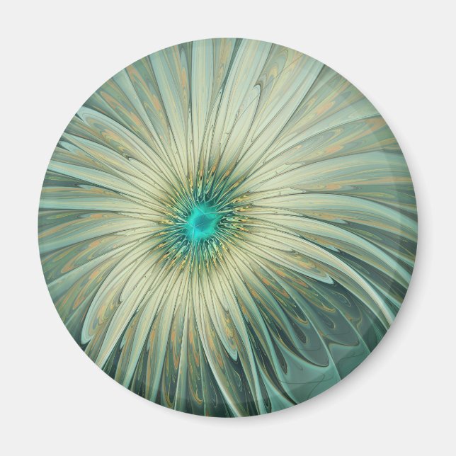 Aimant Art floral fractal abstrait vert sauge (Devant)