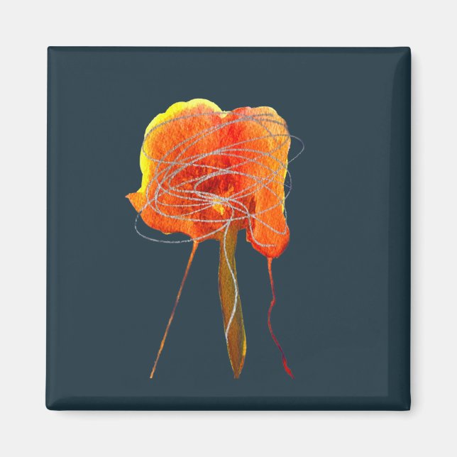 Aimant Art floral gribouillis abstrait moderne fleur (Devant)