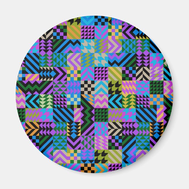 Aimant Art folklorique tribal - Bleu (Devant)
