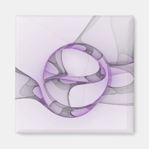 Aimant Art fractal abstrait moderne lavande gris