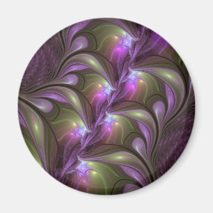 Aimant Art fractal abstrait violet pourpre kaki coloré