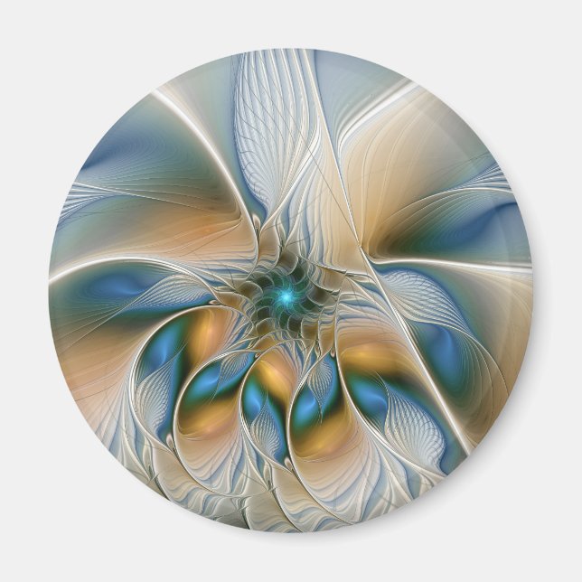 Aimant Art fractal de fantaisie abstraite avec du bleu (Devant)