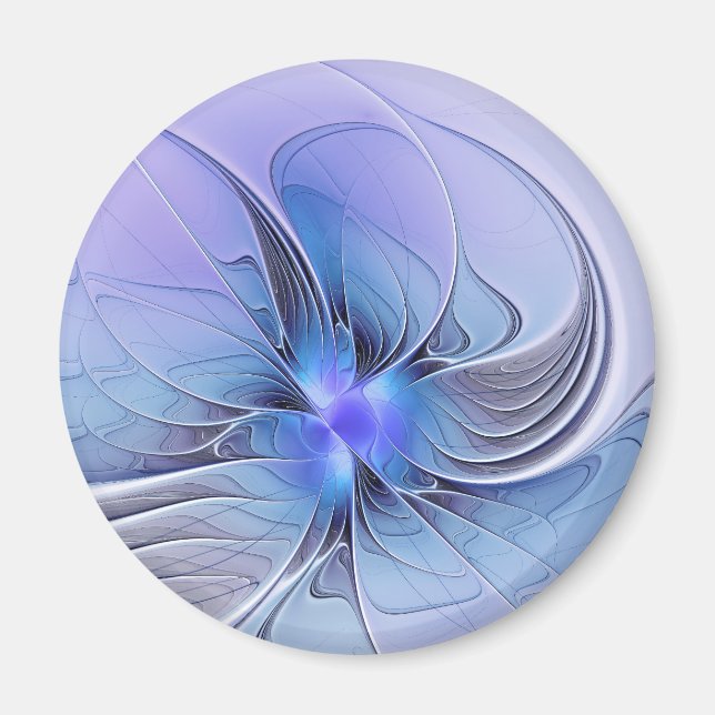 Aimant Art fractal moderne abstrait bleu lavande (Devant)