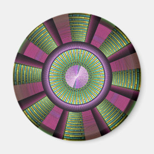 Aimant Art Fractal Moderne Rond Et Coloré