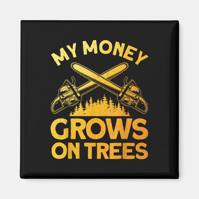 Aimant Art Funny Lumberjack Pour Hommes Arbre Coupe Scie  (Devant)