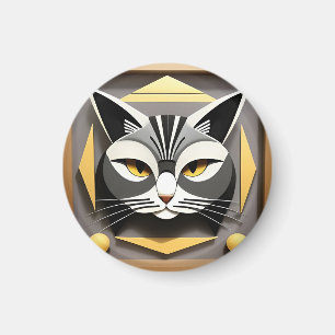 Aimant Art géométrique d'un design abstrait de chat styli