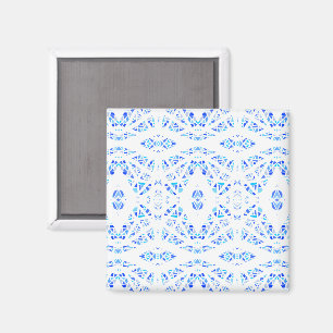 Aimant Art Gouache Abstrait Bleu Blanc Spectroscopique