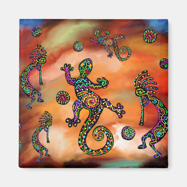 Aimant Art Kokopeli du Sud-Ouest (Devant)