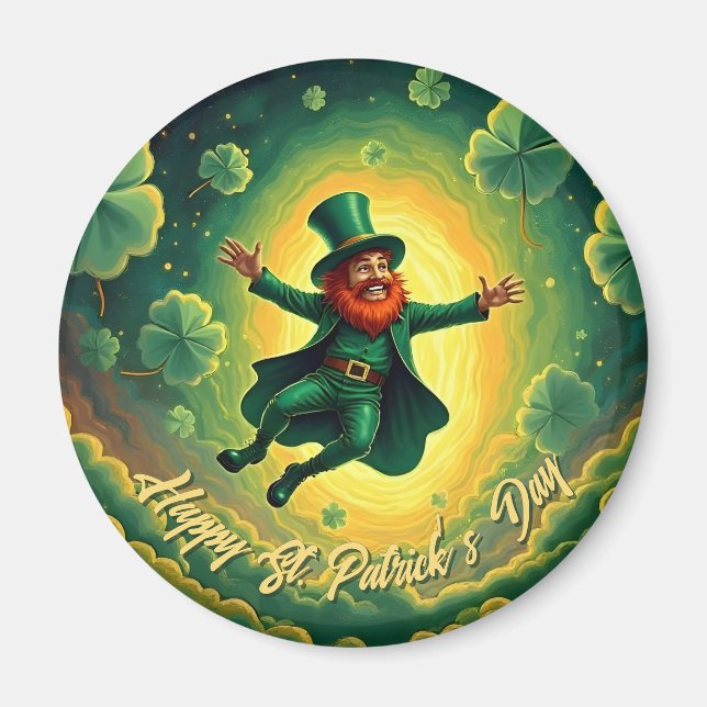 Aimant Art magique de la Saint-Patrick par un lutin (Devant)