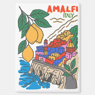 Aimant Art Méditerranéen d'Amalfi Italie dessiné à la mai