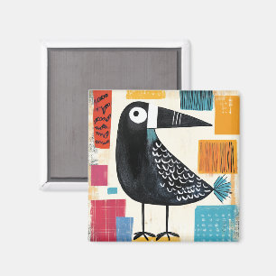 Aimant Art moderne de l'oiseau noir,