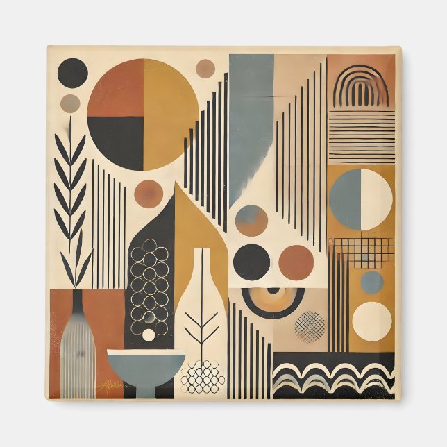 Aimant Art Moderne Du Milieu Du Siècle Récolte Automne (Devant)