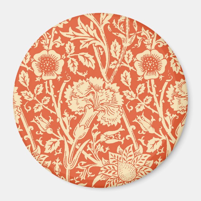 Aimant Art Nouveau Carnation Damask, Mandarin Orange (Devant)