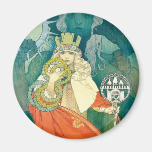 Aimant Art Nouveau de ~ d'Alphonse Maria Mucha