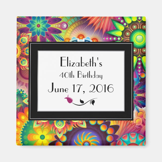 Aimant Art Nouveau Design Fleurs Formes Motif Anniversair (Devant)