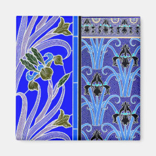 Aimant Art nouveau iris fleur élégant verneuil bleu noir